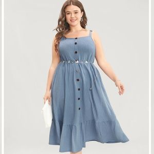🛑Summer dress plain Button Detail with Pockets & Ruffle Hem 1X- 14/16